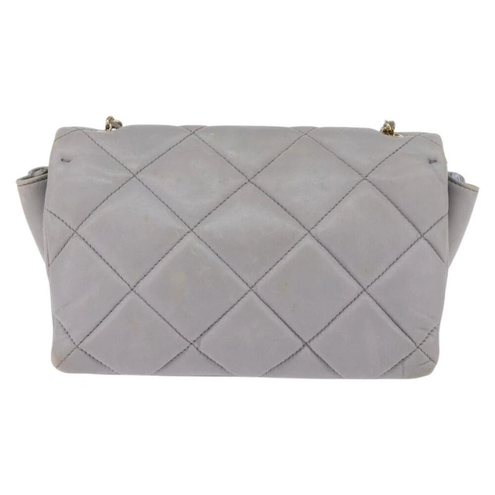 Salvatore Ferragamo Chain Vala Shoulder Bag Leather Gray Gold Auth 147515 - Picture 3 of 16